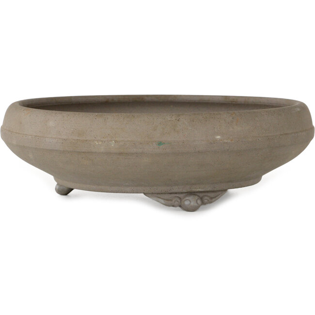 Ronde, ongeglazuurde bonsaipot van Houtoku - 245 x 245 x 77 mm