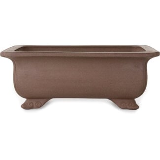 Keizan Maceta rectangular sin esmaltar para bonsái de 285 mm de Keizan, Tokoname, Japón