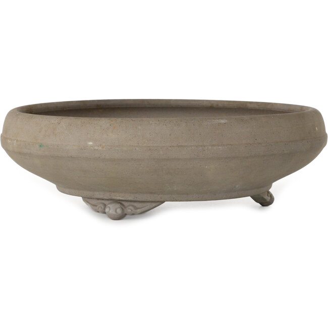 Round unglazed bonsai pot by Houtoku - 245 x 245 x 77 mm