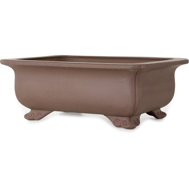 Rectangular unglazed bonsai pot by Keizan - 285 x 223 x 105 mm