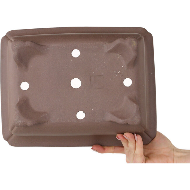 Rectangular unglazed bonsai pot by Keizan - 285 x 223 x 105 mm