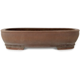 Izumiya - Zenigo (Matsushita Masuo) 400 mm oval unglazed bonsai pot by Izumiya (Zenigo), Japan