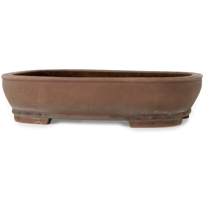 Oval unglazed bonsai pot by Izumiya (Zenigo) - 400 x 293 x 93 mm