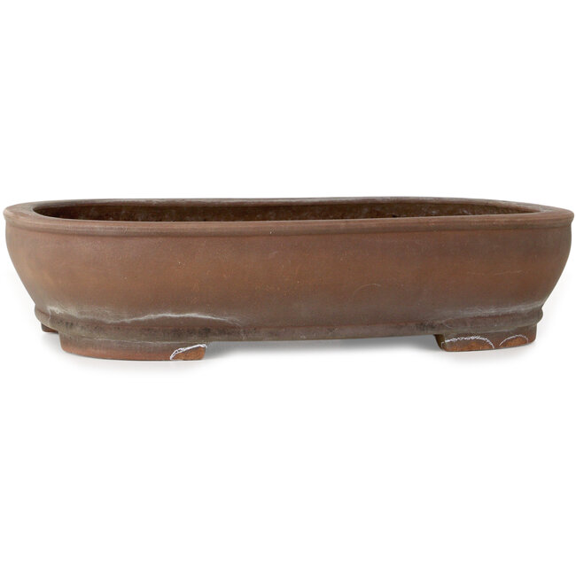 Oval unglazed bonsai pot by Izumiya (Zenigo) - 400 x 293 x 93 mm