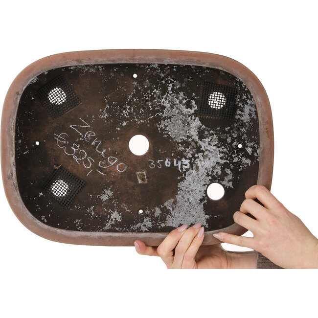 Pot à bonsaï ovale non émaillé d'Izumiya (Zenigo) - 400 x 293 x 93 mm