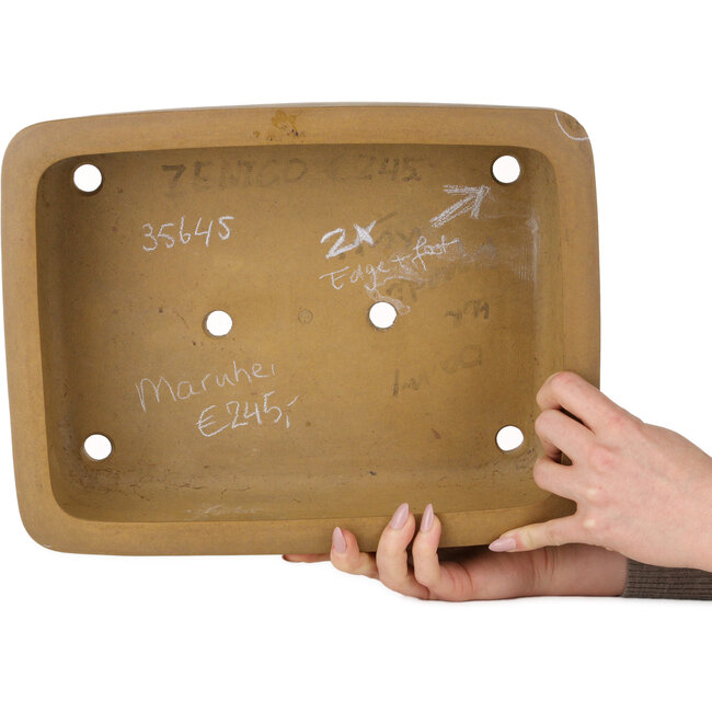 Pot à bonsaï rectangulaire non émaillé de Maruhei - 345 x 260 x 105 mm