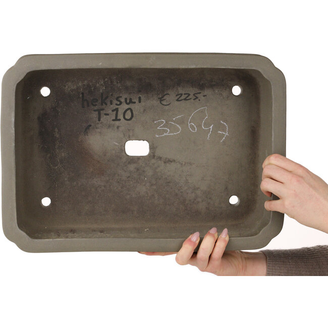 Rectangular unglazed bonsai pot by Hekisui - 407 x 287 x 95 mm