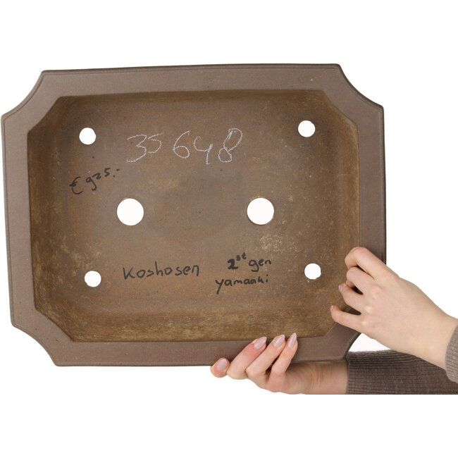 Maceta rectangular sin esmaltar para bonsái de Yamaaki Koshosen (segunda generación) - 425 x 340 x 111 mm