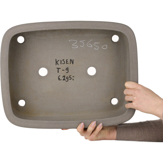 Ovale ongeglazuurde bonsaipot van Kisen Ikkoudou - 413 x 325 x 110 mm