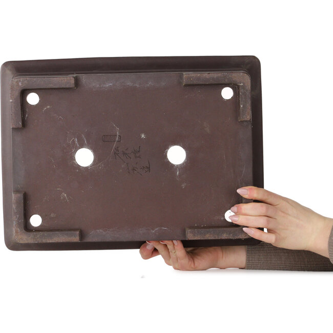 Pot à bonsaï rectangulaire non émaillé de Yamaaki Toshio (troisième génération) - 410 x 302 x 113 mm