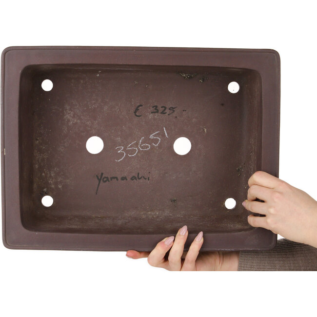 Rechteckiger, unglasierter Bonsai-Topf von Yamaaki Toshio (dritte Generation) – 410 x 302 x 113 mm