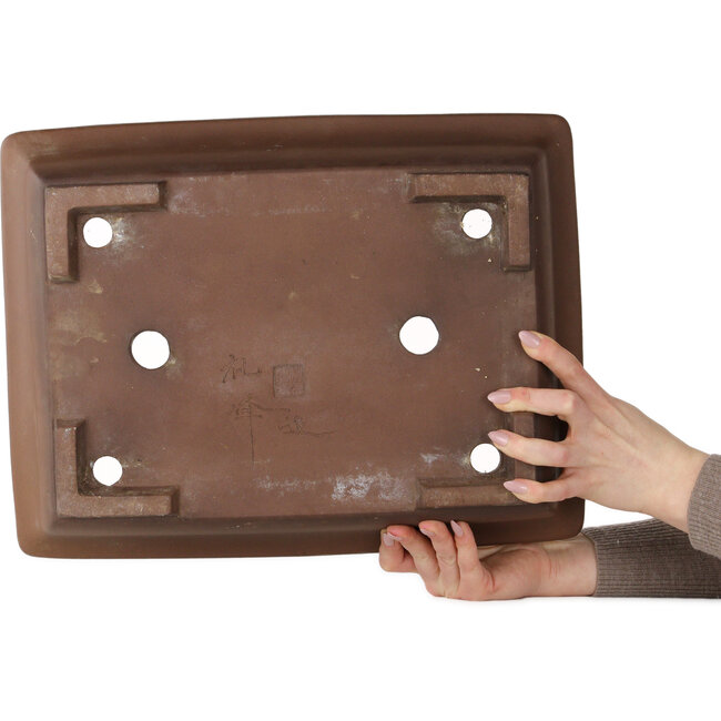 Rectangular unglazed bonsai pot by Reihou (Bonsai Matsushita Hiroyuki or Mr. Matsushita Reiji Master) - 420 x 320 x 110 mm