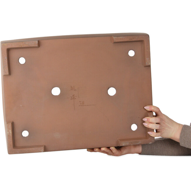 Vaso bonsai rettangolare non smaltato di Reihou (Bonsai Matsushita Hiroyuki o Mr. Matsushita Reiji Master) - 490 x 373 x 115 mm