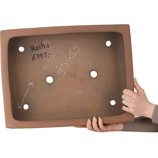 Rechthoekige ongeglazuurde bonsaipot van Reihou (Bonsai Matsushita Hiroyuki of Mr. Matsushita Reiji Master) - 490 x 373 x 115 mm