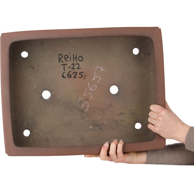 Rectangular unglazed bonsai pot by Reihou (Bonsai Matsushita Hiroyuki or Mr. Matsushita Reiji Master) - 487 x 375 x 118 mm