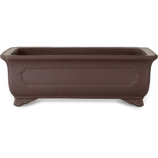  Yamaaki Maceta para bonsái rectangular sin esmaltar de 382 mm de Yamaaki Toshio (tercera generación), Tokoname, Japón
