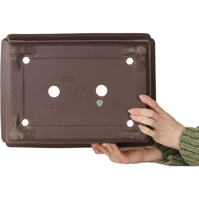 Rechthoekige, ongeglazuurde bonsaipot van Yamaaki Toshio (derde generatie) - 382 x 282 x 127 mm