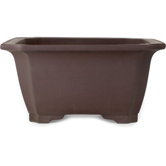  Yamaaki Pot à bonsaï carré non émaillé de 402 mm par Yamaaki Toshio (troisième génération), Tokoname, Japon