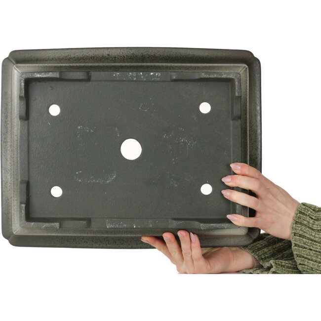 Pot à bonsaï rectangulaire non émaillé de Houtoku - 415 x 317 x 105 mm