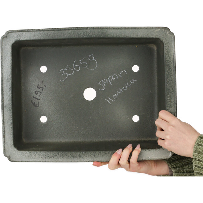 Rectangular unglazed bonsai pot by Houtoku - 415 x 317 x 105 mm