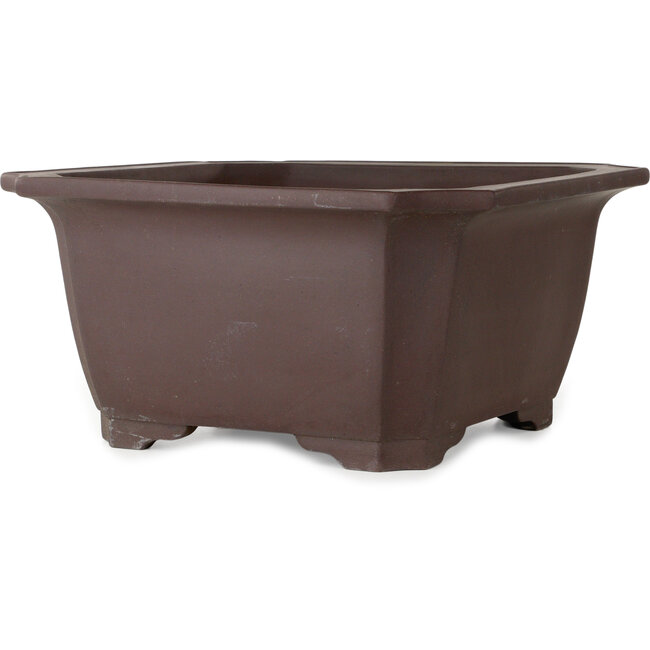 Pot à bonsaï carré non émaillé de Yamaaki Toshio (troisième génération) - 402 x 402 x 200 mm