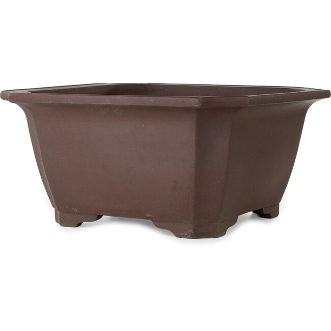 Square unglazed bonsai pot by Yamaaki Toshio (third generation) - 402 x 402 x 200 mm