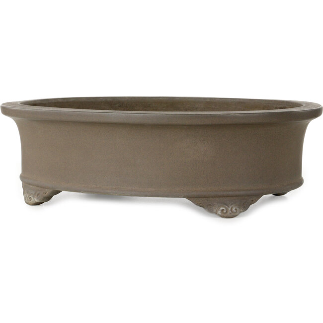 Oval unglazed bonsai pot by Keizan - 475 x 375 x 138 mm