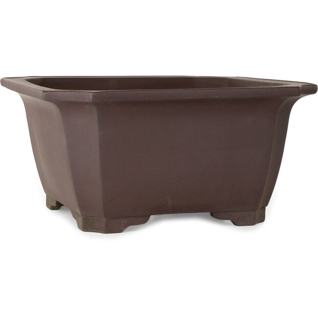 Square unglazed bonsai pot by Yamaaki Toshio (third generation) - 402 x 402 x 200 mm