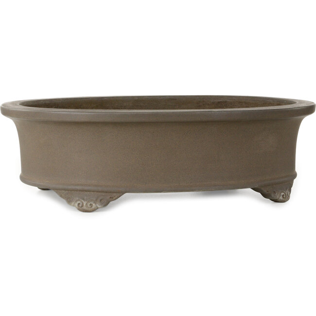 Ovale, ongeglazuurde bonsaipot van Keizan - 475 x 375 x 138 mm