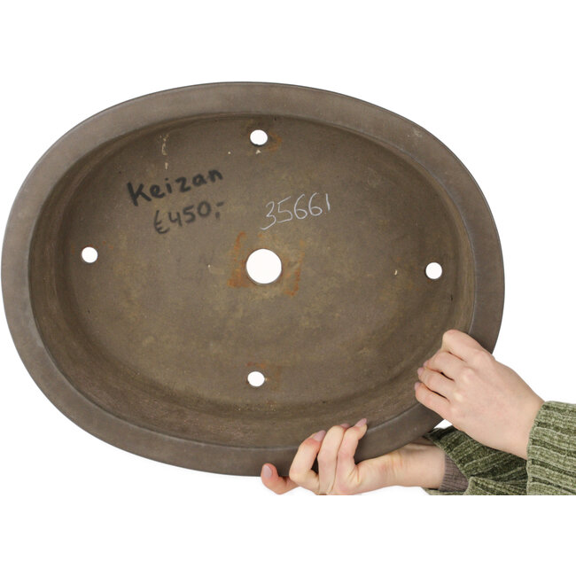 Vaso bonsai ovale non smaltato di Keizan - 475 x 375 x 138 mm