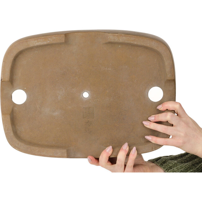 Pot à bonsaï ovale non émaillé de Maruhei - 393 x 290 x 82 mm