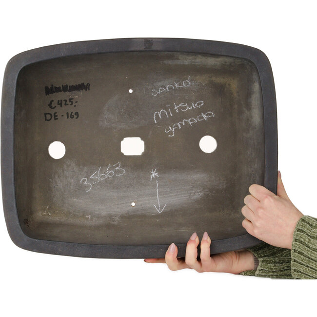 Maceta ovalada para bonsái sin esmaltar de Sanko (Yamato, Mitsuo Yamada) - 455 x 365 x 145 mm