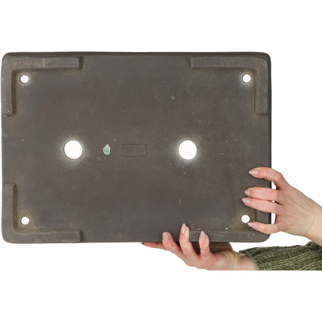 Vaso bonsai rettangolare non smaltato di Yamaaki Toshio (terza generazione) - 448 x 315 x 107 mm