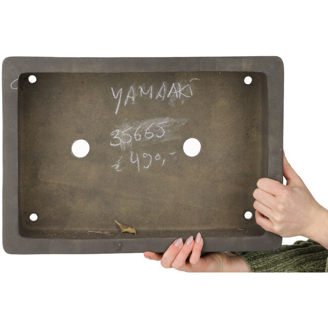 Pot à bonsaï rectangulaire non émaillé de Yamaaki Toshio (troisième génération) - 448 x 315 x 107 mm