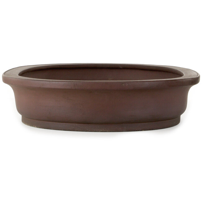 Oval unglazed bonsai pot by Yamaaki Toshio (third generation) - 770 x 530 x 125 mm