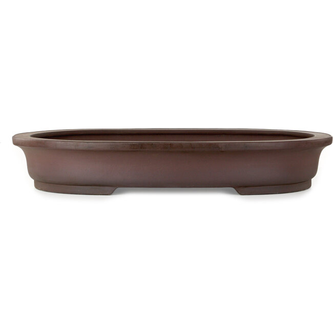 Oval unglazed bonsai pot by Yamaaki Toshio (third generation) - 770 x 530 x 125 mm