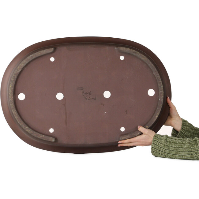 Pot à bonsaï ovale non émaillé de Yamaaki Toshio (troisième génération) - 770 x 530 x 125 mm