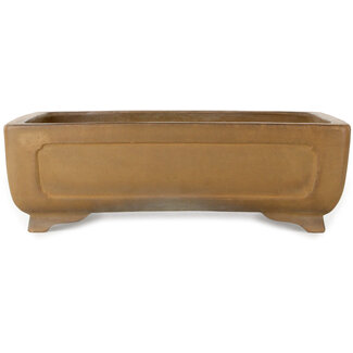 Shoko Vaso bonsai rettangolare non smaltato da 420 mm di Shoko, Tokoname, Giappone