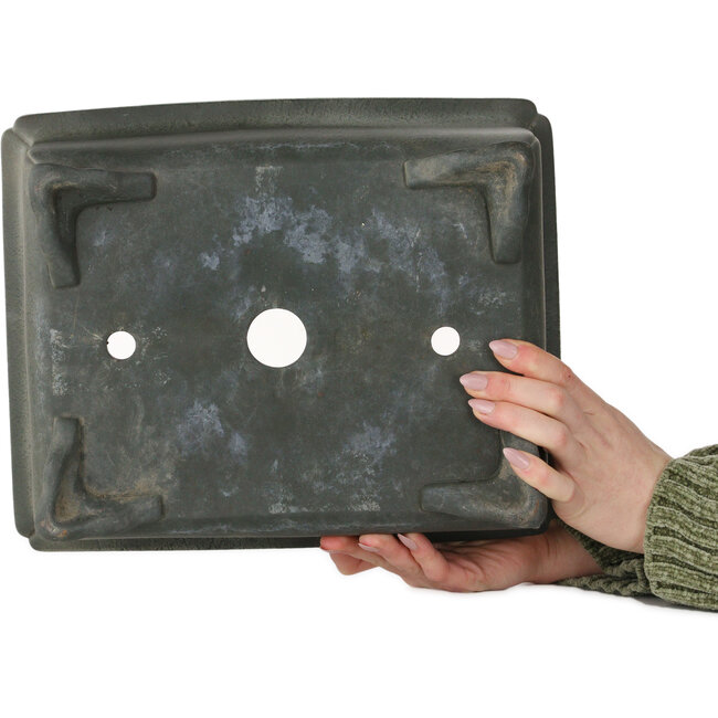 Pot à bonsaï rectangulaire non émaillé de Houtoku - 339 x 280 x 125 mm