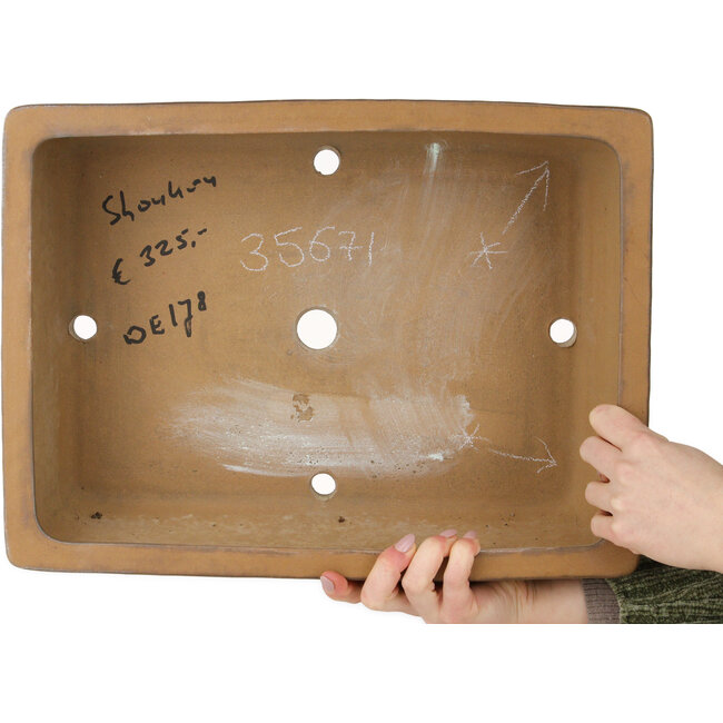 Maceta rectangular sin esmaltar para bonsái de Shoko - 420 x 313 x 135 mm