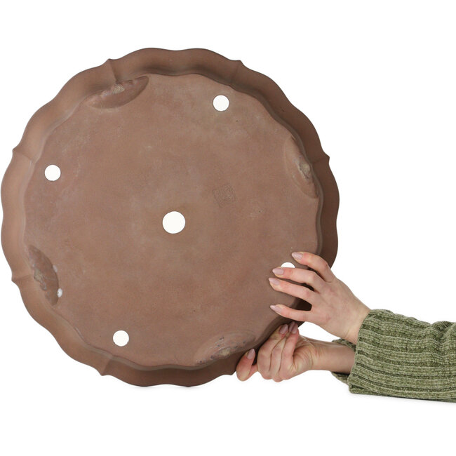 Vaso bonsai Lotus non smaltato di Keizan - 495 x 495 x 95 mm