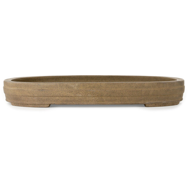 Ovale, ongeglazuurde bonsaipot van Keizan - 510 x 385 x 65 mm
