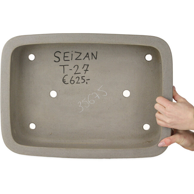Rectangular unglazed bonsai pot by Seizan (Mr. Kataoka Makoto) - 492 x 362 x 130 mm