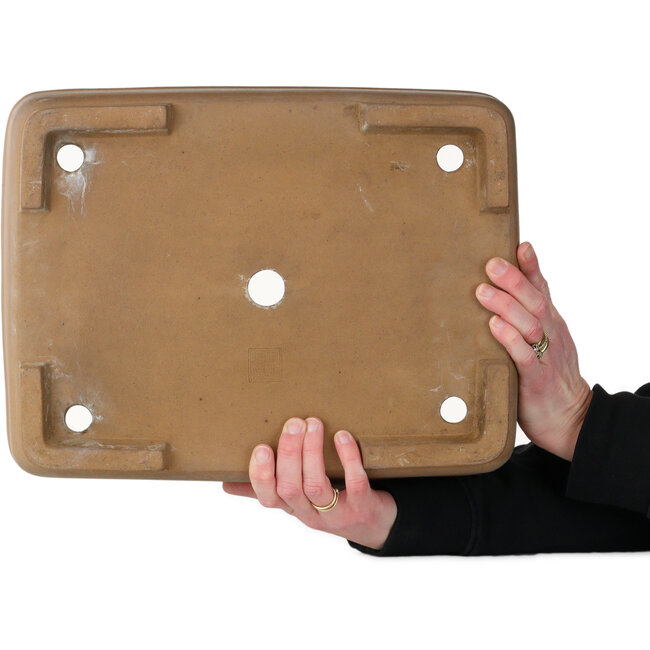 Vaso bonsai rettangolare non smaltato di Shouzan Kaneshou (Masami Watanabe) - 375 x 288 x 148 mm