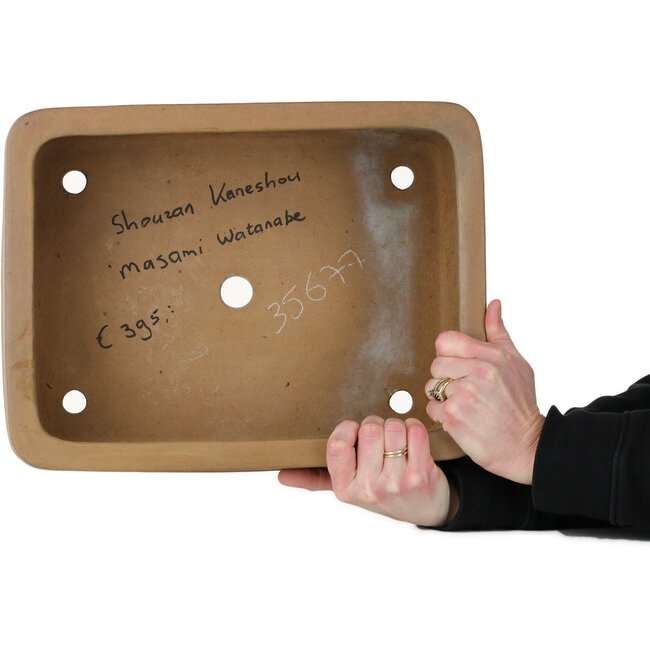 Rectangular unglazed bonsai pot by Shouzan Kaneshou (Masami Watanabe) - 375 x 288 x 148 mm