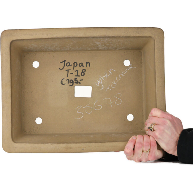 Rechteckiger, unglasierter Bonsai-Topf von Yohen – 410 x 312 x 120 mm