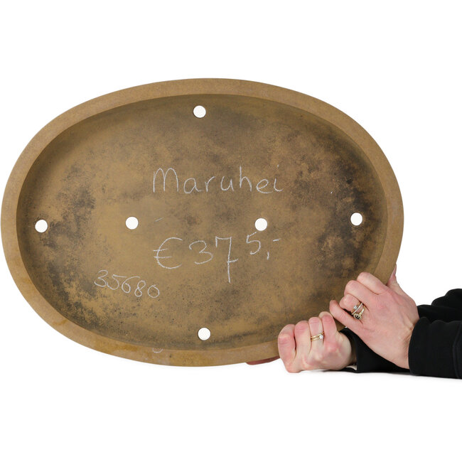 Maceta ovalada sin esmaltar para bonsái de Maruhei - 525 x 377 x 68 mm