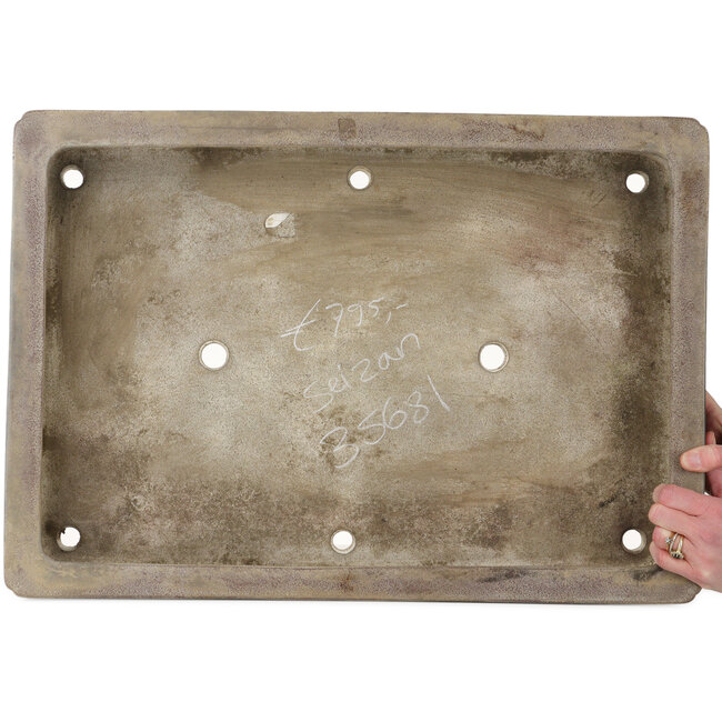 Maceta rectangular sin esmaltar para bonsái de Seizan (Sr. Kataoka Makoto) - 607 x 425 x 100 mm