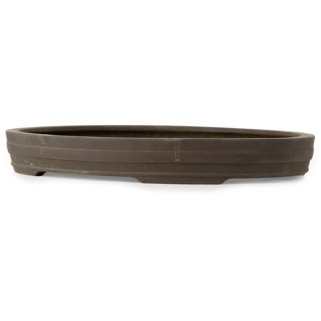 Oval unglazed bonsai pot by Yamaaki - 480 x 355 x 55 mm