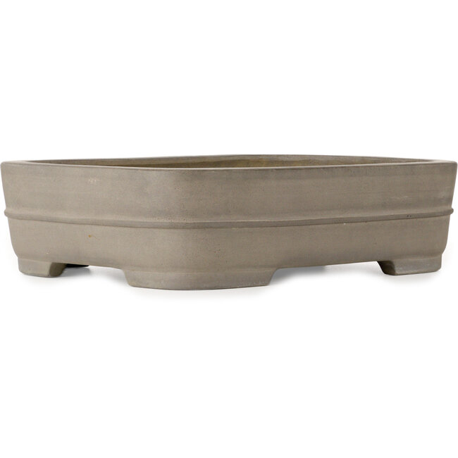 Oval unglazed bonsai pot by Keizan - 465 x 363 x 123 mm